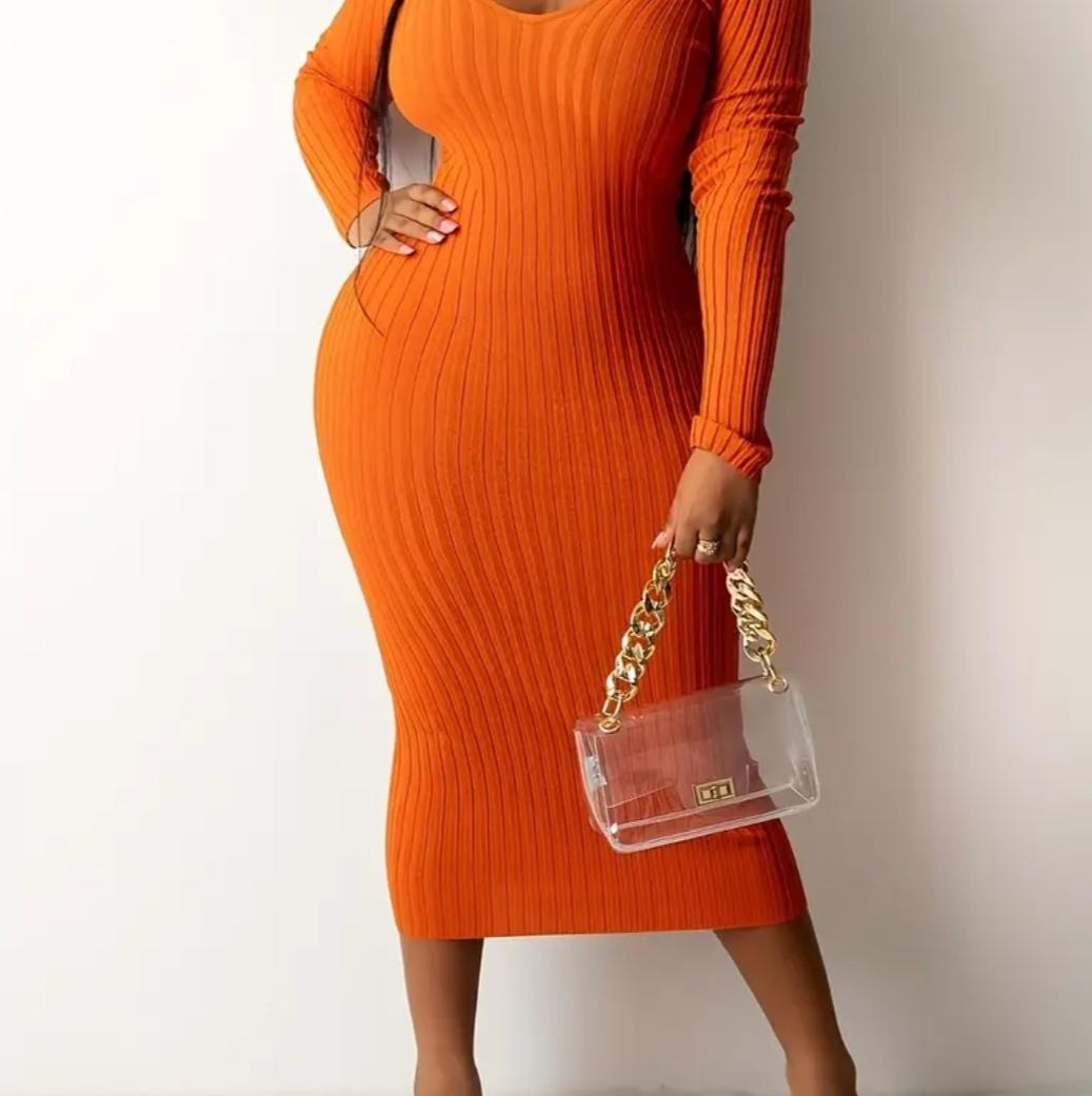 orange long sleeve dress